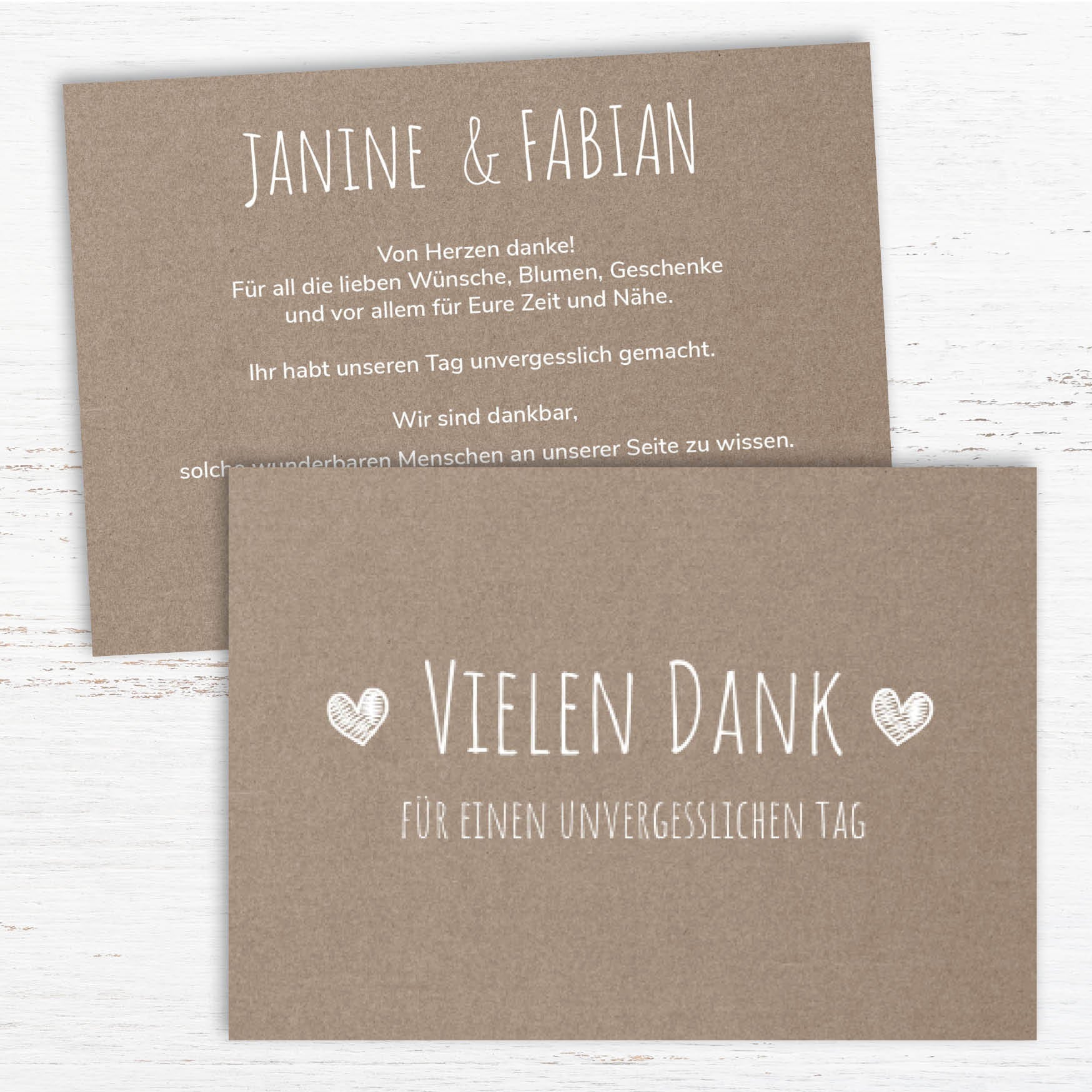 Danksagungskarte zur Hochzeit: Rustikal mit Herz