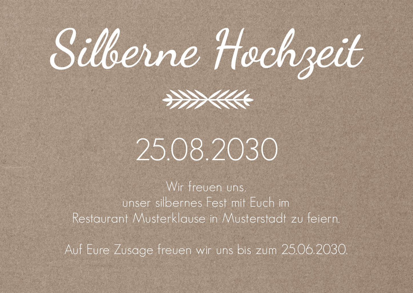 Einladung zur Silbernen Hochzeit: Rustikal mit Herzfoto