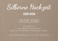 Einladung zur Silbernen Hochzeit: Rustikal mit Herzfoto