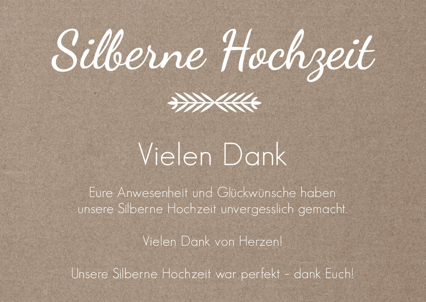 Danksagungskarte zur Silbernen Hochzeit: Rustikal mit Herzfoto