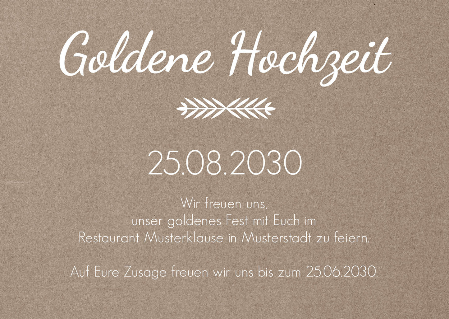 Einladung zur Goldenen Hochzeit: Rustikal mit Herzfoto