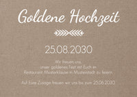 Einladung zur Goldenen Hochzeit: Rustikal mit Herzfoto