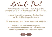 Einladung zur Hochzeit: Rustikal mit Herzfoto - Postkarte