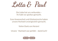 Danksagungskarte zur Hochzeit: Rustikal mit Herzfoto