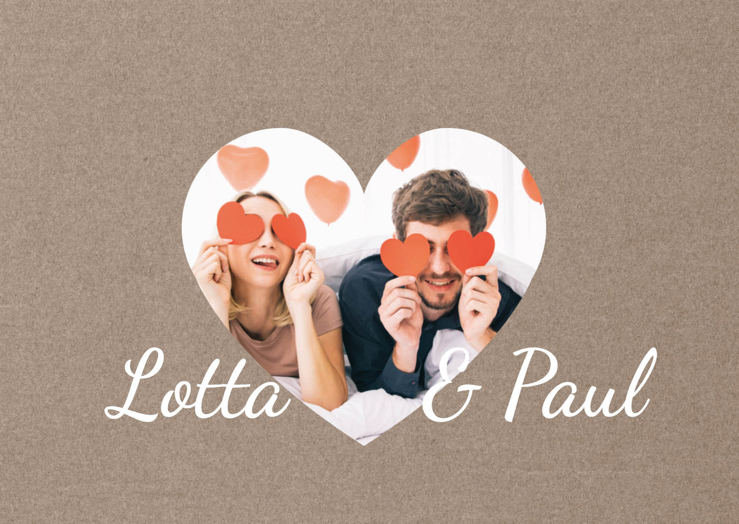 Danksagungskarte zur Hochzeit: Rustikal mit Herzfoto