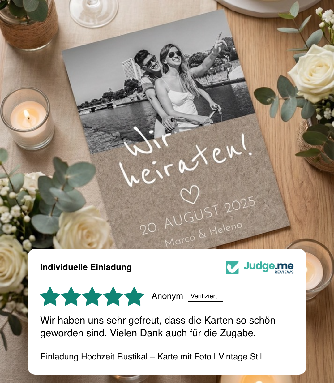 Einladung Hochzeit Rustikal – Karte mit Foto | Vintage Stil