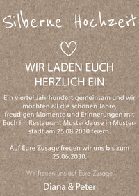 Einladung zur Silbernen Hochzeit: Rustikal mit Foto