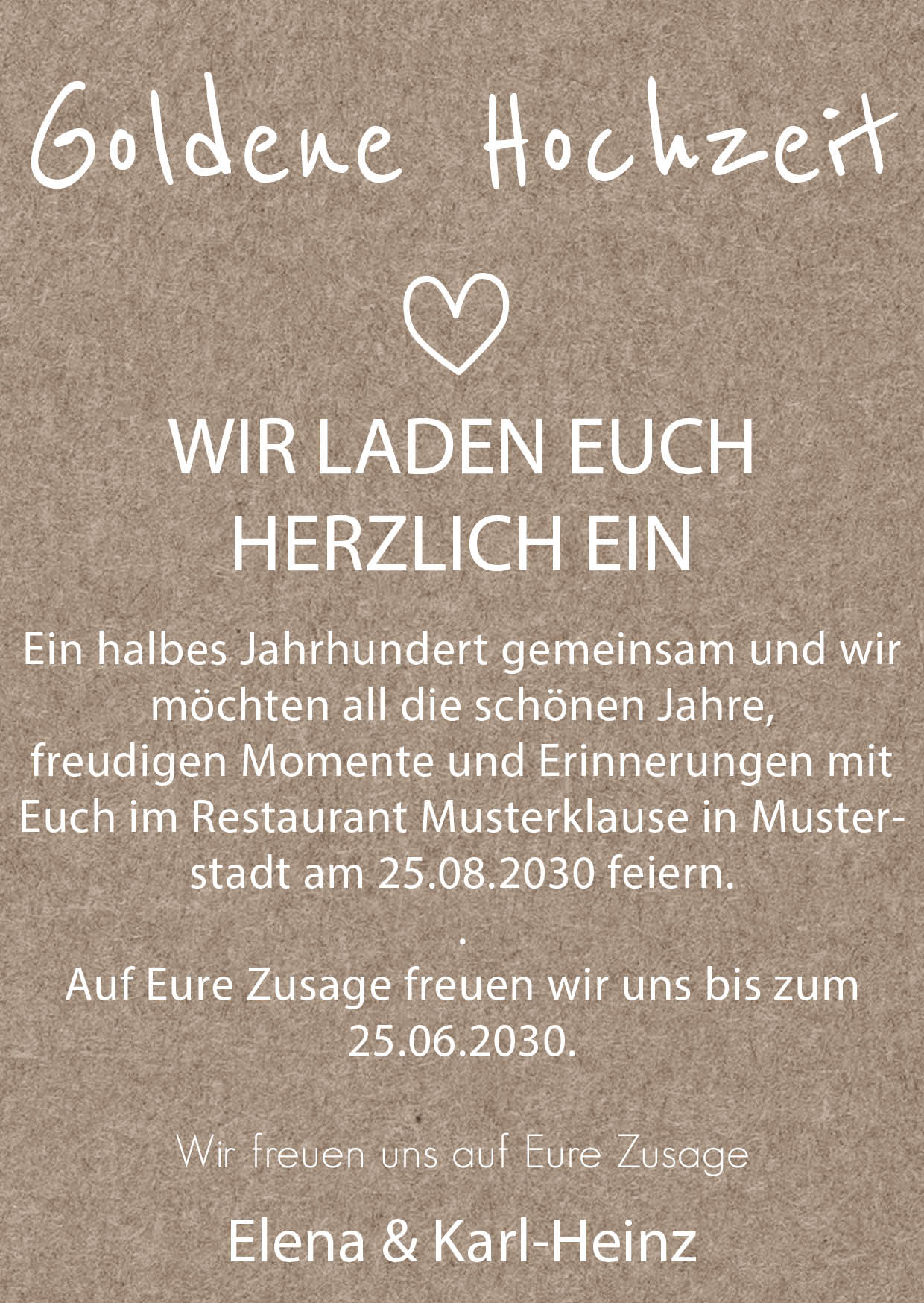 Einladung zur Goldenen Hochzeit: Rustikal mit Foto