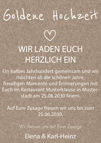 Einladung zur Goldenen Hochzeit: Rustikal mit Foto