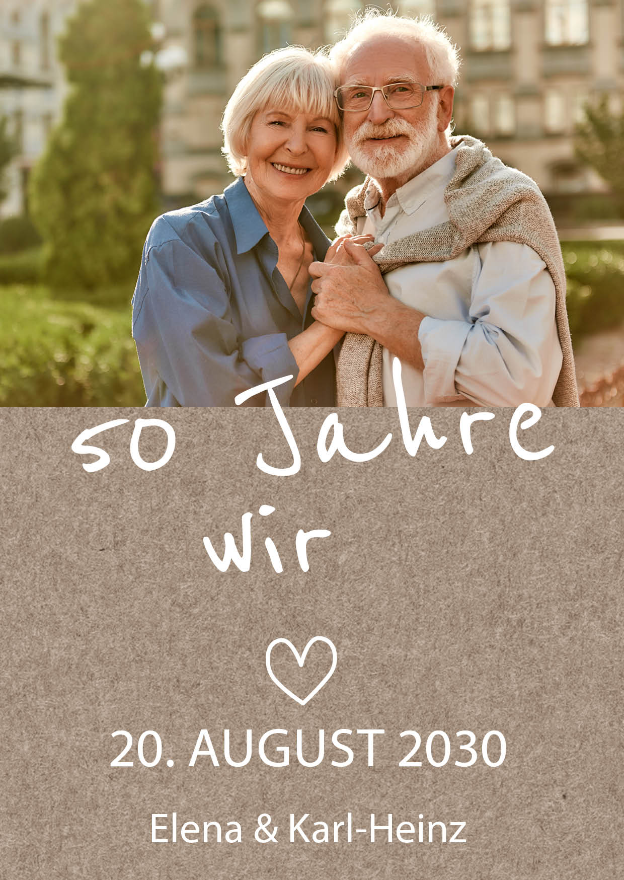 Einladung zur Goldenen Hochzeit: Rustikal mit Foto