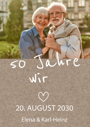 Einladung zur Goldenen Hochzeit: Rustikal mit Foto