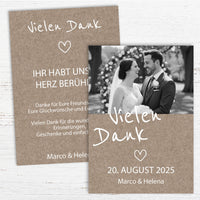 Danksagungskarten zur Hochzeit: Rustikal mit Foto