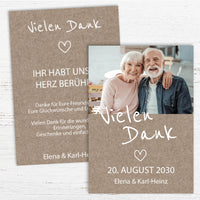 Danksagungskarte zur Goldenen Hochzeit: Rustikal mit Foto
