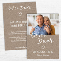 Danksagungskarte zur Silbernen Hochzeit: Rustikal mit Foto