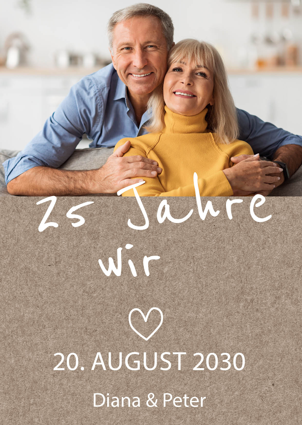 Einladung zur Silbernen Hochzeit: Rustikal mit Foto