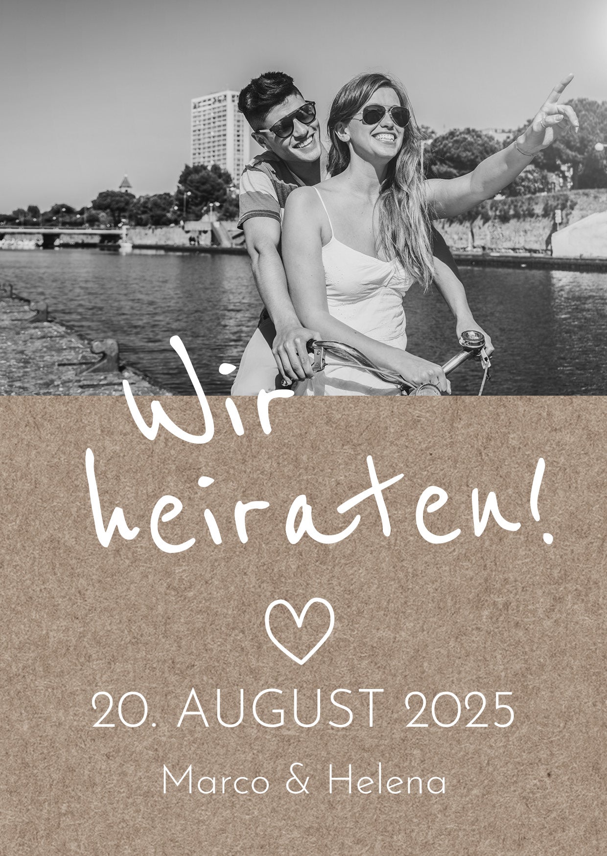 Einladung Hochzeit Rustikal – Karte mit Foto | Vintage Stil - Individuelle Einladung