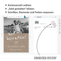 Einladung zur Hochzeit: Rustikal mit Foto