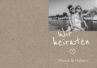 Einladungskarte zur Hochzeit: Rustikal mit Foto - Klappkarte hochformat