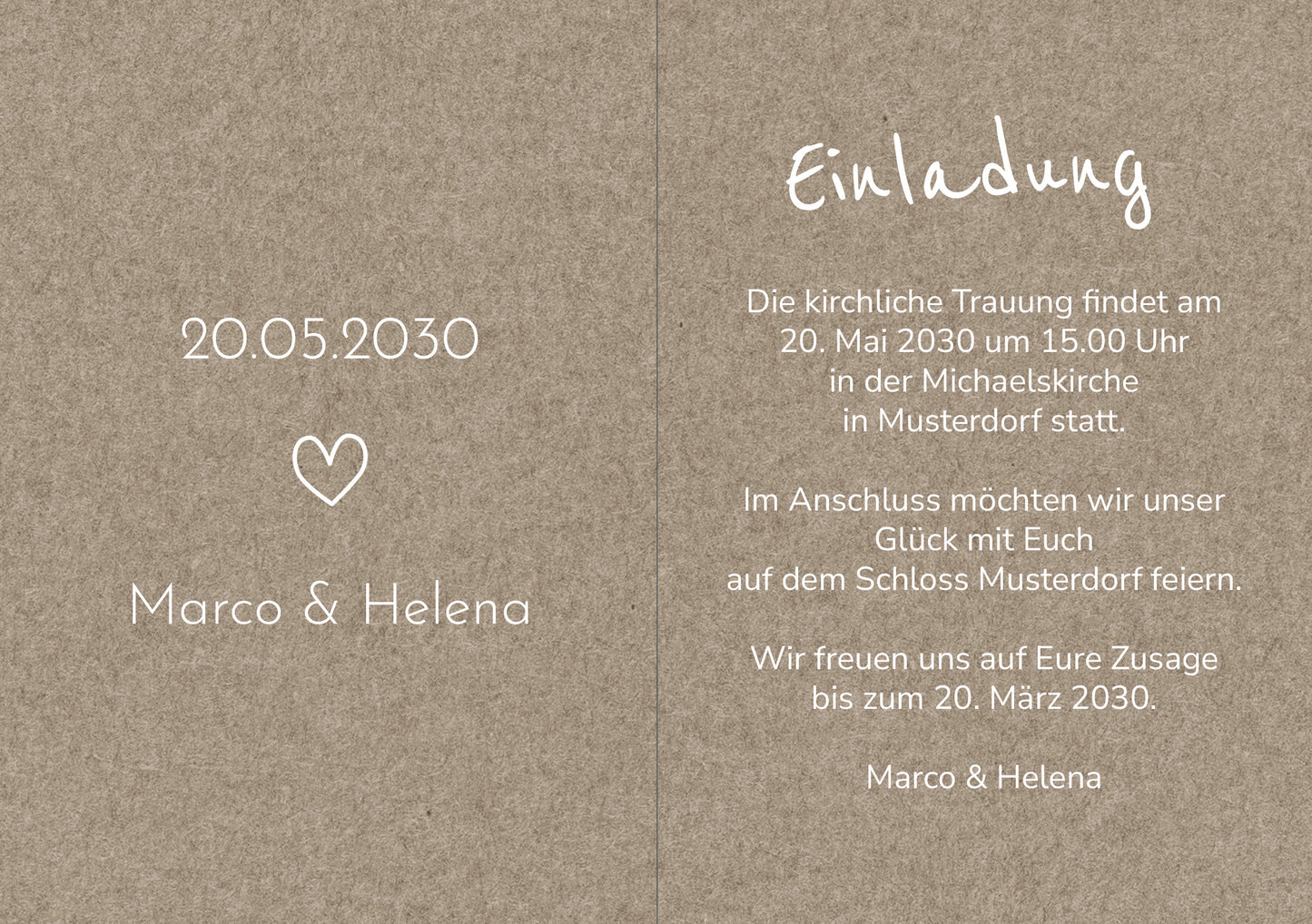 Einladungskarte zur Hochzeit: Rustikal mit Foto - Klappkarte hochformat