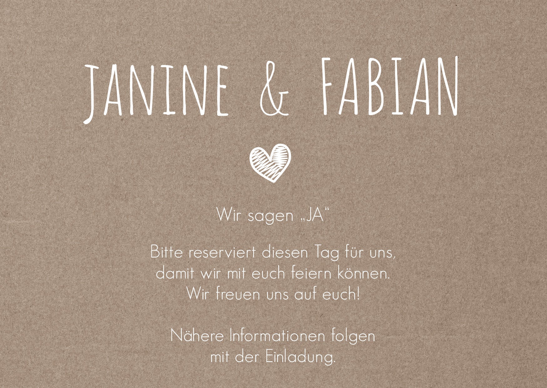 Save the Date Karten: Rustikal mit Herz - Individuelle Einladung