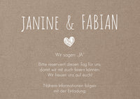 Save the Date Karten: Rustikal mit Herz - Individuelle Einladung
