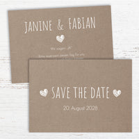 Save the Date Karten: Rustikal mit Herz - Individuelle Einladung
