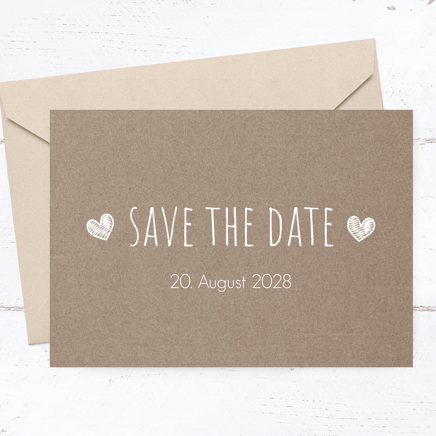 Save the Date Karten: Rustikal mit Herz - Individuelle Einladung