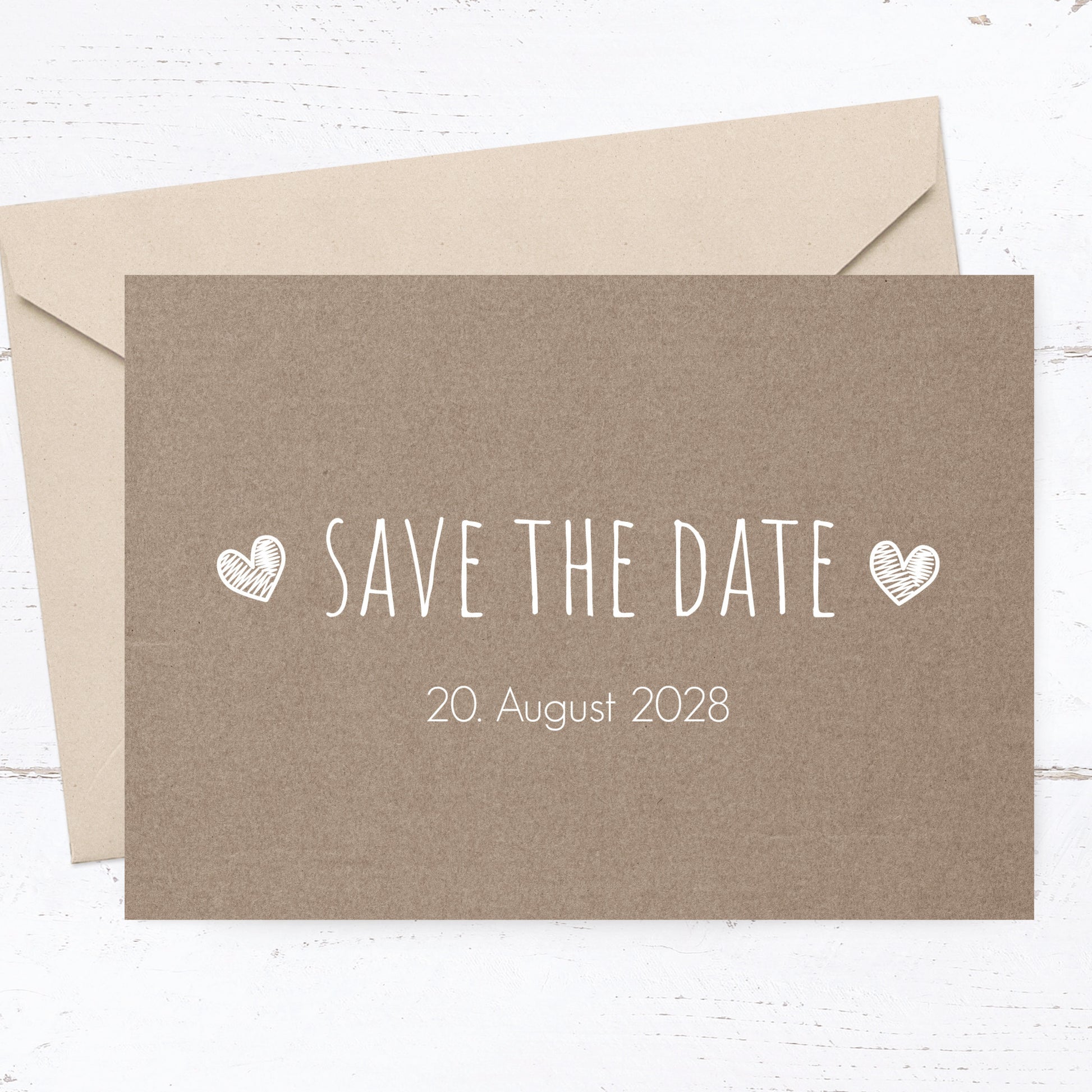 Save the Date Karten: Rustikal mit Herz - Individuelle Einladung