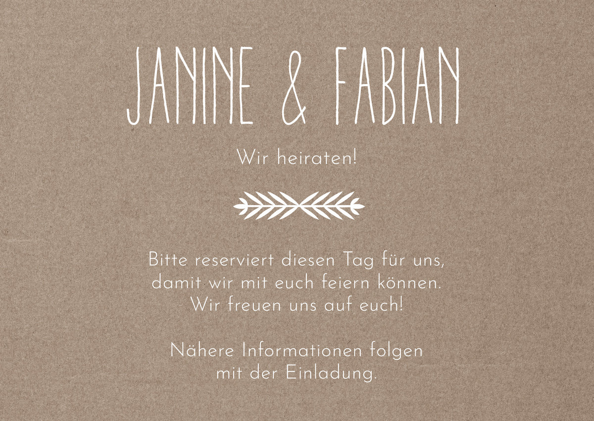 Save the Date Karten Hochzeit – Rustikale Einladungen mit Oliven Zweigen
