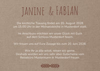 Einladung zur Hochzeit: Rustikal braun - Postkarte
