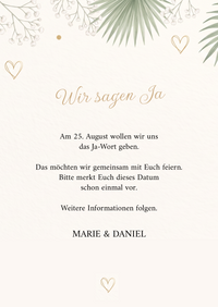 Save the Date Hochzeit „Botanical“ – Stilvolle Vorankündigung mit floraler Eleganz