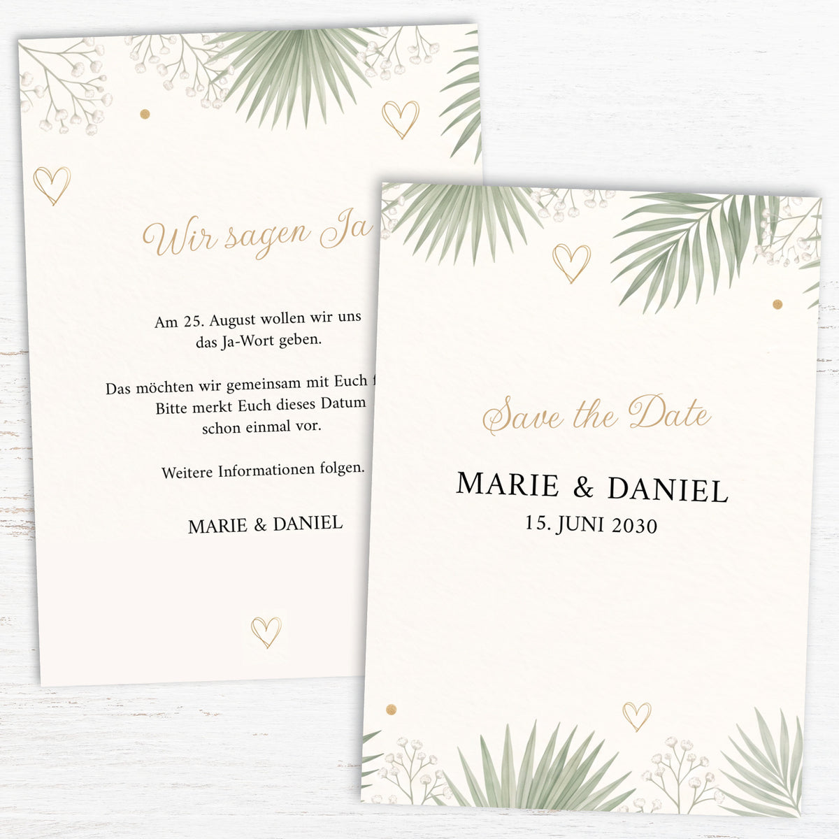 Save the Date Hochzeit „Botanical“ – Stilvolle Vorankündigung mit floraler Eleganz