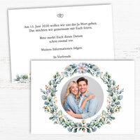 Save the Date Karten: Eukalyptus mit Foto