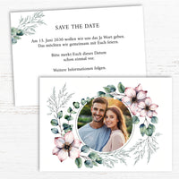 Save the Date Karten: Romantic flowers mit Foto