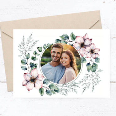 Save the Date Karten: Romantic flowers mit Foto