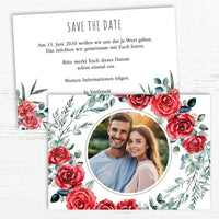 Save the Date Karten: Romantische Rosen mit Foto