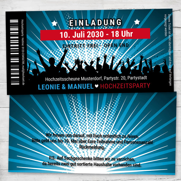 Einladung Hochzeit Ticket Design