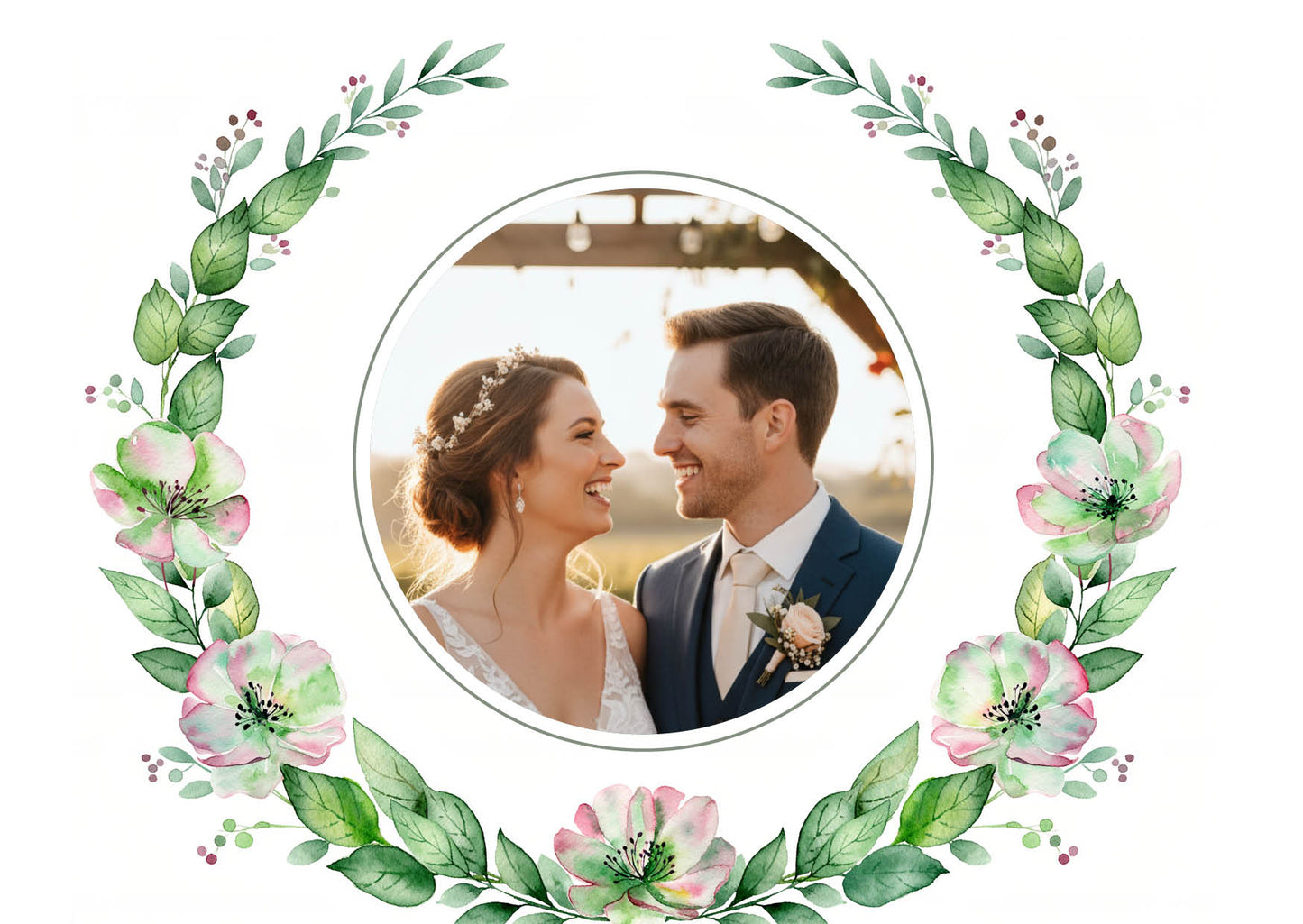 Danksagungskarten zur Hochzeit: Zarte Blüten mit Foto