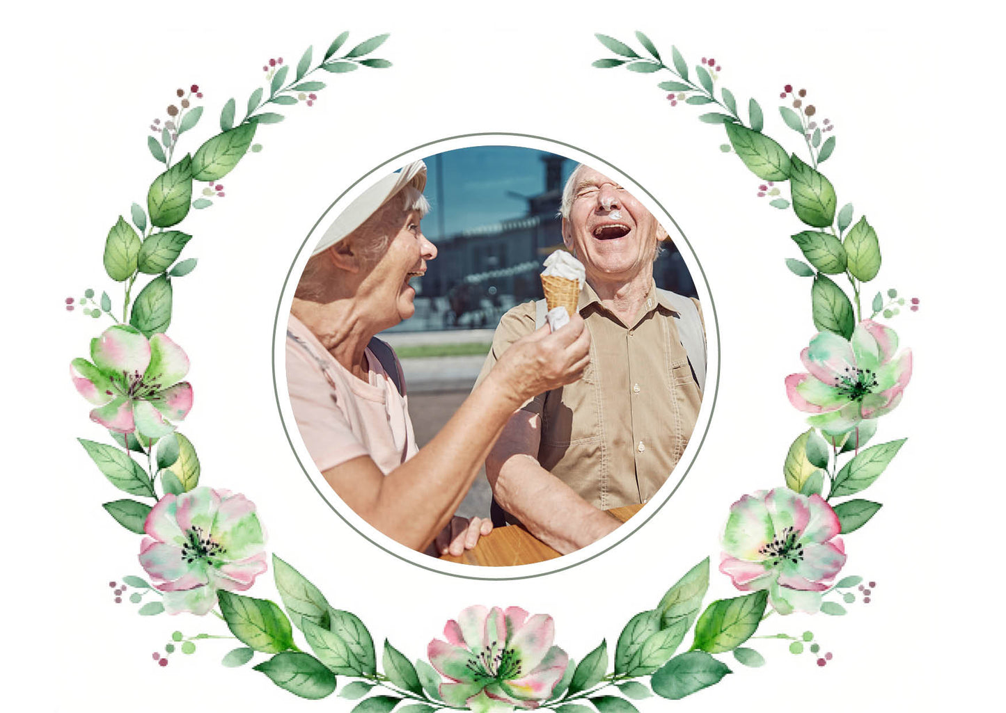 Danksagungskarte zur Goldenen Hochzeit: Zarte Blüten mit Foto