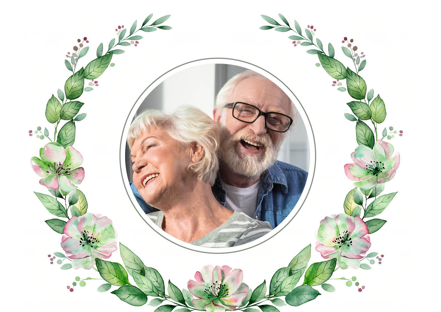 Einladung zur Goldenen Hochzeit: Zarte Blüten mit Foto