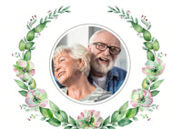 Einladung zur Goldenen Hochzeit: Zarte Blüten mit Foto