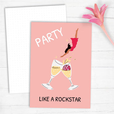 Glückwunsch - Postkarte: PARTY LIKE A ROCKSTAR
