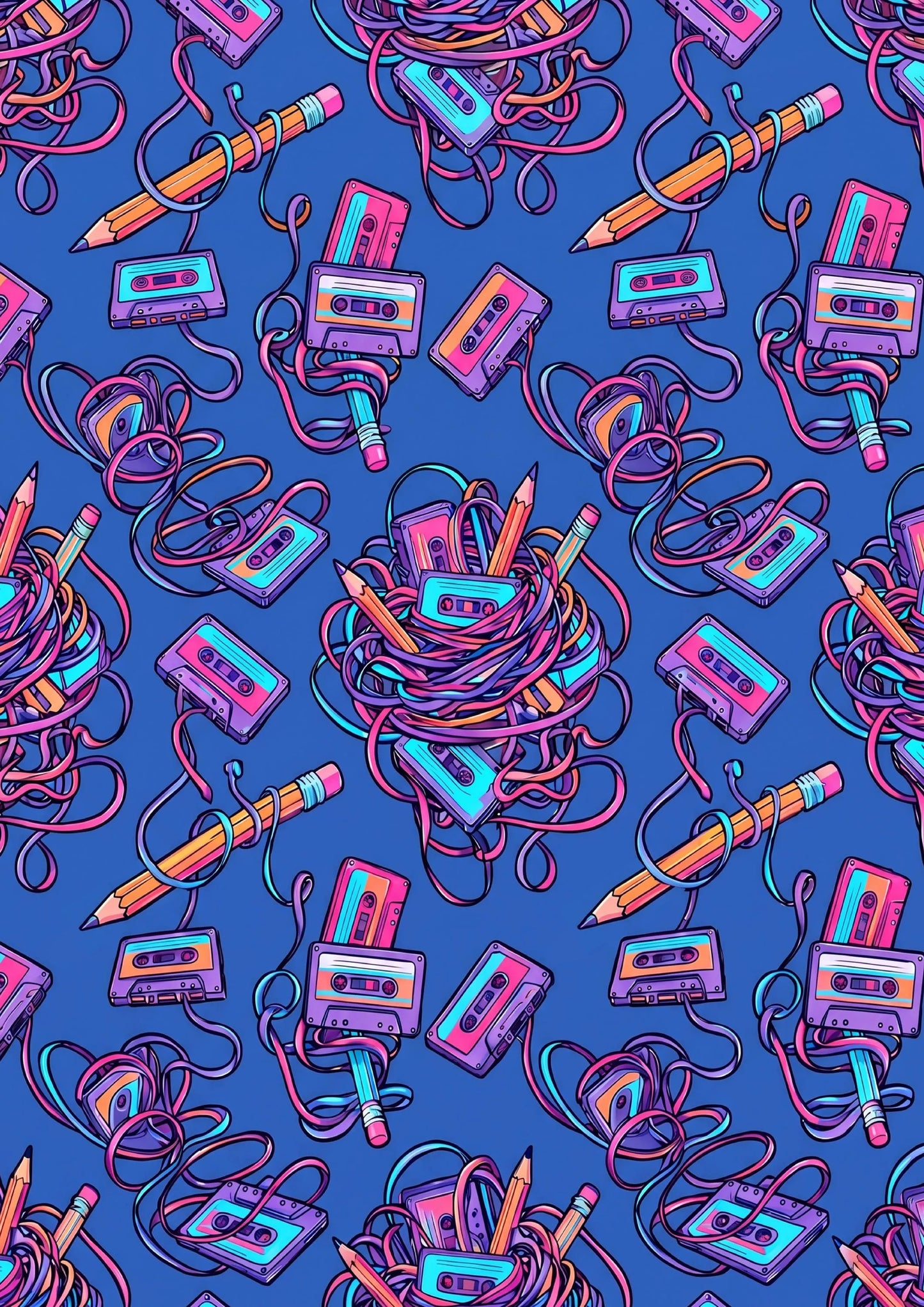 Retro Geschenkpapier Set Kassette Mixtape, 3x Vintage Geschenkverpackung DIN A 2, 3x Geburtstags Karte  inkl. Umschlägen Du warst dabei