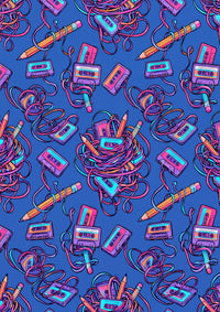 Retro Geschenkpapier Set Kassette Mixtape, 3x Vintage Geschenkverpackung DIN A 2, 3x Geburtstags Karte  inkl. Umschlägen Du warst dabei