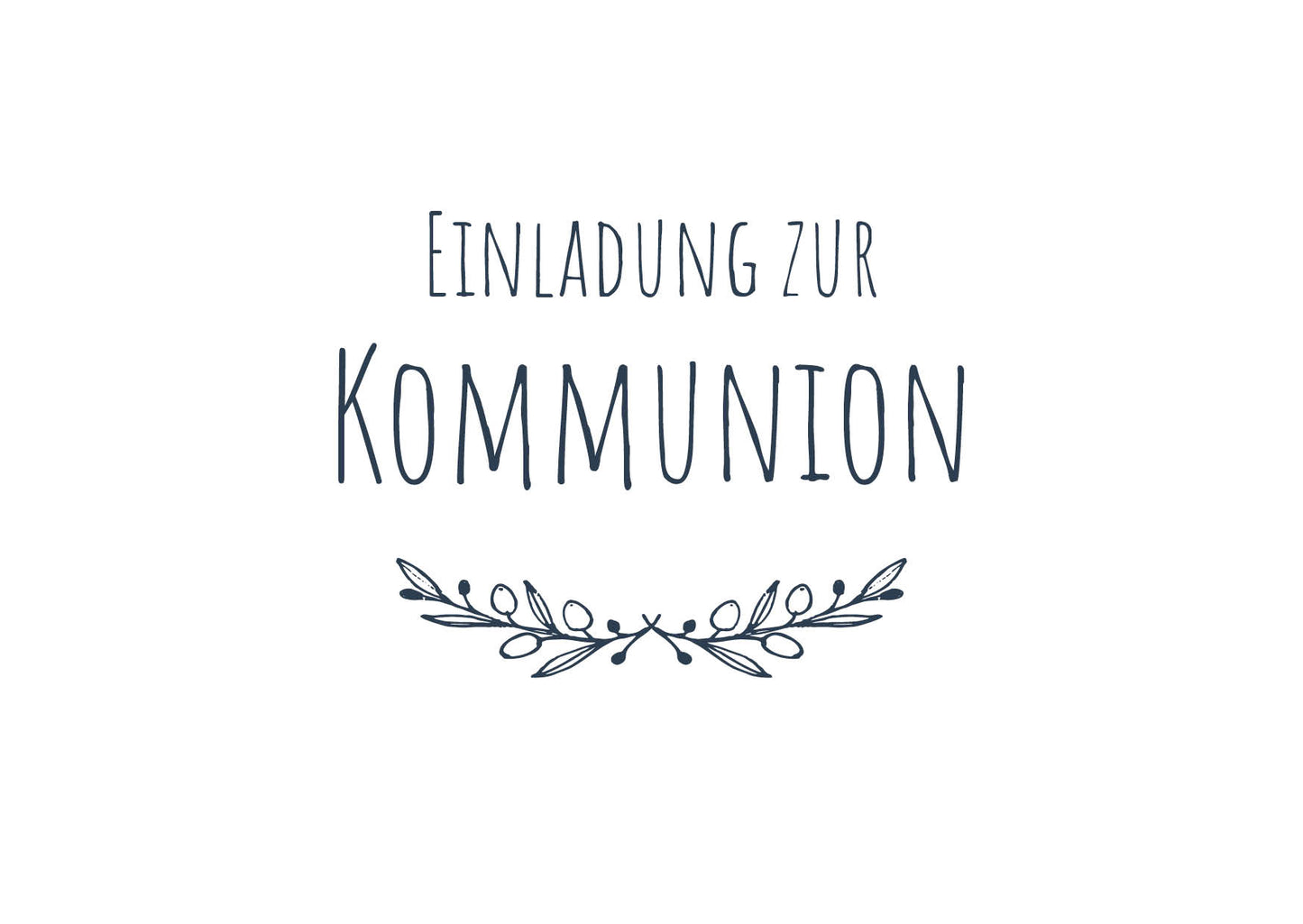 Einladung Kommunion – Elegante Einladungskarte Postkarte Olivenzweig weiß