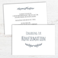 Einladung Konfirmation – Elegante Einladungskarte Postkarte Olivenzweig weiß