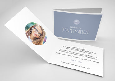 Einladung zur Konfirmation: Kelch blau Individuelle Einladung