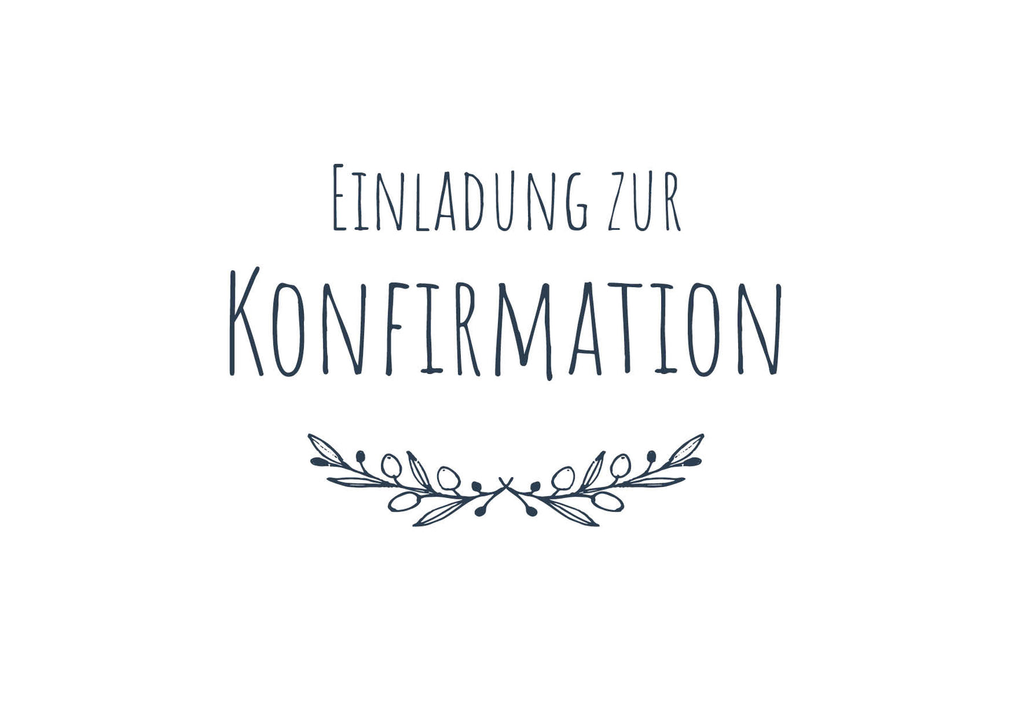 Einladung Konfirmation – Elegante Einladungskarte Postkarte Olivenzweig weiß