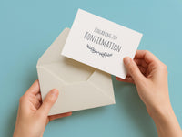Einladung Konfirmation – Elegante Einladungskarte Postkarte Olivenzweig weiß