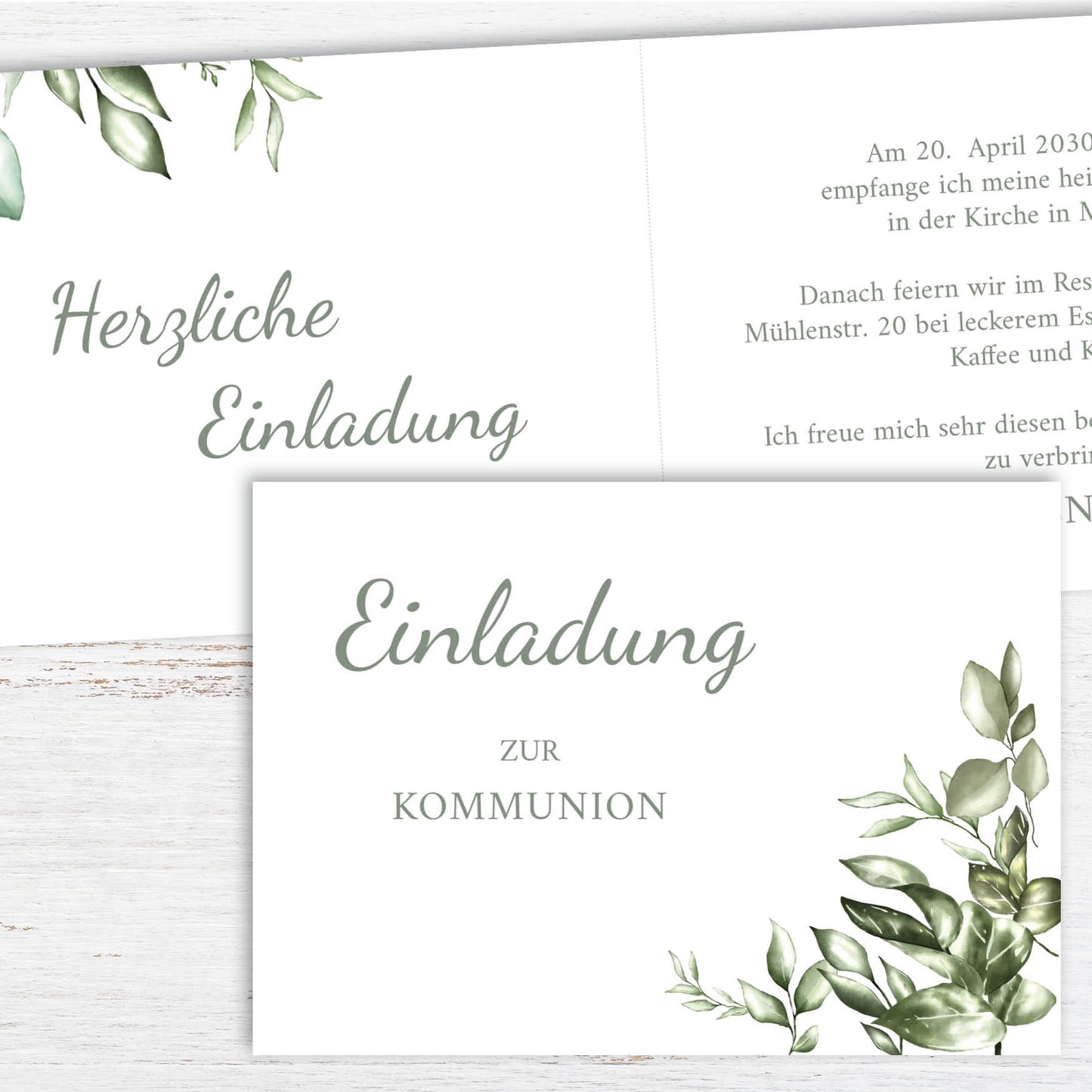 Einladung zur Kommunion: Greenery